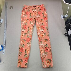 Needle & Cloth Floral Skinny Ankle Pants Coral Orange Pink Size 4